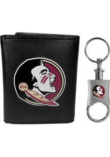 Florida State Seminoles Leather w Valet Key Chain Mens Trifold Wallet
