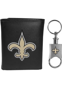 New Orleans Saints Leather w Valet Key Chain Mens Trifold Wallet