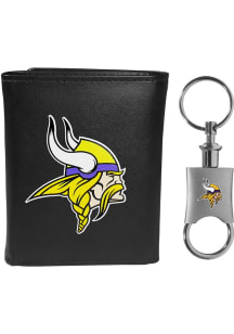 Minnesota Vikings Leather w Valet Key Chain Mens Trifold Wallet