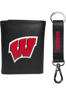 Wisconsin Badgers Leather Key Chain Mens Trifold Wallet