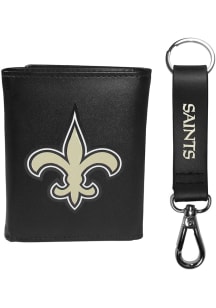 New Orleans Saints Leather Key Chain Mens Trifold Wallet