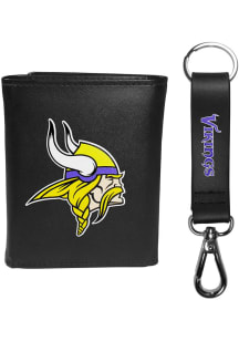 Minnesota Vikings Leather Key Chain Mens Trifold Wallet