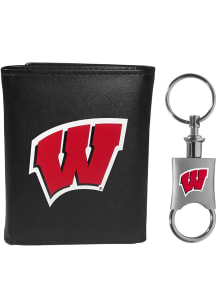 Wisconsin Badgers Valet Key Chain Mens Trifold Wallet