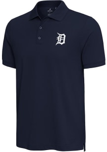 Antigua Detroit Tigers Mens Navy Blue Nobel Short Sleeve Polo