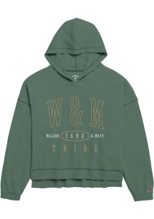 William & Mary Tribe Womens Green Waffle Hooded Sweatshirt