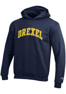 Champion Drexel Dragons Youth Navy Blue Powerblend Long Sleeve Hoodie