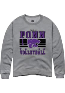 Caleigh Ponn K-State Wildcats Mens Grey NIL Striped Player Crew