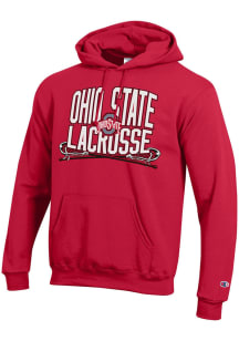 Champion Ohio State Buckeyes Mens Red Lacrosse Long Sleeve Hoodie