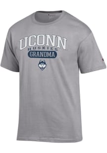 Champion UConn Huskies Grey Pill Box Grandma Jersey Short Sleeve T Shirt