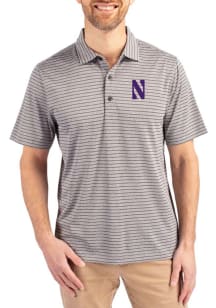 Cutter and Buck Northwestern Wildcats Mens Purple Forge Stripe Short Sleeve Polo