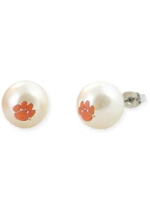 Clemson Tigers Pearl Stud Logo Womens Earrings