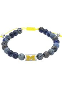 Michigan Wolverines Stainless Steel Beaded Mens Bracelet