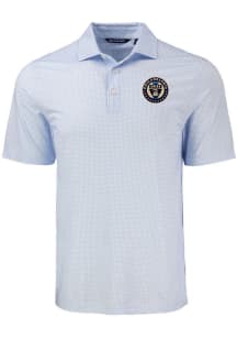 Cutter and Buck Philadelphia Union Mens Light Blue Pike Diamond Dot Short Sleeve Polo
