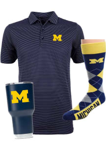 Michigan Wolverines Mens Blue Dad Gift Set Short Sleeve Polo