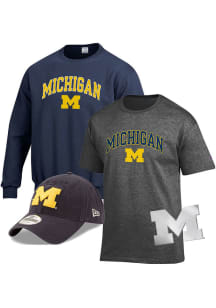 Michigan Wolverines Mens Grey Gift Pack Sets Long Sleeve Crew Sweatshirt