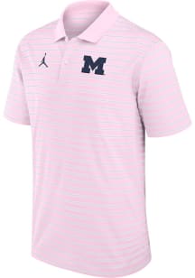 Nike Michigan Wolverines Mens Pink Vicotry Primetime Jordan Short Sleeve Polo