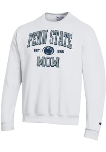 Champion Penn State Nittany Lions Mens White EST Date Mom Powerblend Long Sleeve Crew Sweatshirt