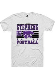 Justin Stephens K-State Wildcats White Football NIL Striped Short Sleeve Player T Shirt
