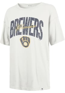 47 Milwaukee Brewers Womens White Sadie Script Short Sleeve T-Shirt