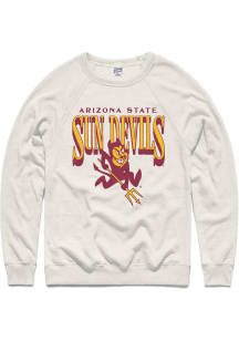 Charlie Hustle Arizona State Sun Devils Mens White Flat Name Mascot Stack Long Sleeve Fashion Swea..