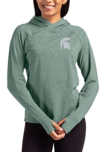 Cutter and Buck Michigan State Spartans Womens Green Adapt Knit Hood Hooded Sweatshirt