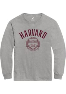 Harvard Crimson Grey veritas shield Long Sleeve T Shirt