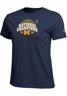 Champion Michigan Wolverines Womens Navy Blue MBB National Champs 2026 Core Short Sleeve T-Shirt