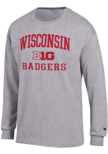 Champion Wisconsin Badgers Grey Big Ten Jersey Long Sleeve T Shirt