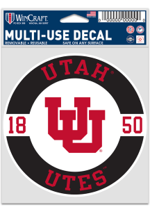 Utah Utes 3.75x5 Fan Auto Decal - Red