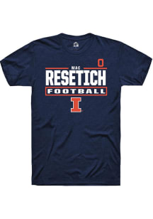 Mac Resetich Illinois Fighting Illini Navy Blue Football NIL Stacked Box Short Sleeve Player T Shi..
