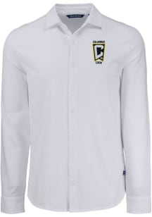 Cutter and Buck Columbus Crew Mens White Advantage Soft Pique Long Sleeve Dress Shirt