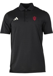 Adidas Indiana Hoosiers Mens Black Heat Seal Ottoman Short Sleeve Polo