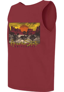 Arizona State Sun Devils Mens Maroon Desert Picture Short Sleeve Tank Top