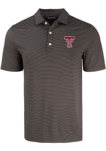 Cutter and Buck Texas Tech Red Raiders Mens Black Fine Line Stripe Short Sleeve Polo