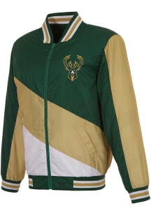 Milwaukee Bucks Mens Green Team Color Stripe Medium Weight Jacket