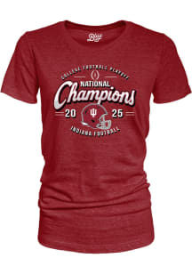 Blue 84 Indiana Hoosiers Womens Crimson 2025 College Football National Champions Short Sleeve T-Sh..
