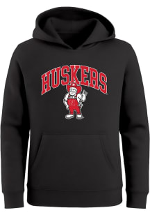 Nebraska Cornhuskers Youth Black Arched Wordmark Long Sleeve Hoodie