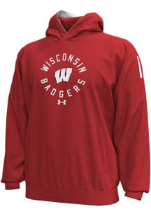 Under Armour Wisconsin Badgers Mens Red Primary Logo Long Sleeve Hoodie