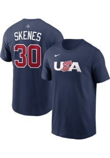 Paul Skenes USA Navy Blue World Baseball Classic Short Sleeve Player T Shirt