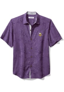 Tommy Bahama Minnesota Vikings Mens Purple Coconut Palm Short Sleeve Dress Shirt
