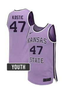 Andrej Kostic  Nike K-State Wildcats Youth NIL Name And Number Lavender Basketball Jersey