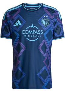 Sporting Kansas City Mens Adidas Authentic Soccer 18th and Vine Away Jersey - Navy Blue