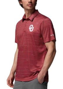 Columbia Oklahoma Sooners Mens Crimson Super Terminal Tackle Short Sleeve Polo