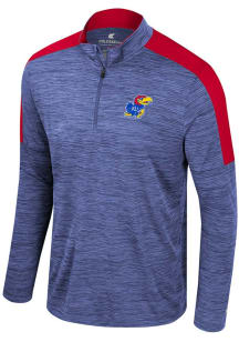 Colosseum Kansas Jayhawks Mens Blue Consistency Long Sleeve Qtr Zip Pullover