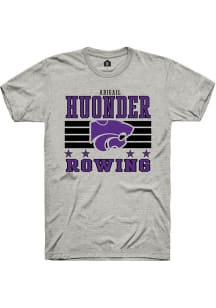 Abigail Huonder K-State Wildcats Ash NIL Striped Short Sleeve Player T Shirt