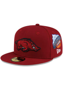 New Era Arkansas Razorbacks Mens Cardinal Oversized Patch 59FIFTY Fitted Hat