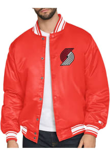 Starter Portland Trail Blazers Mens Red Satin Varisty Medium Weight Jacket