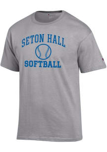 Champion Seton Hall Pirates Grey Softball Jersey Short Sleeve T Shirt