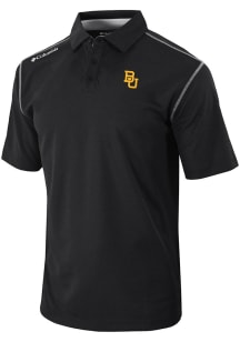 Columbia Baylor Bears Mens Black Heat Seal Omni Wick Shotgun Short Sleeve Polo