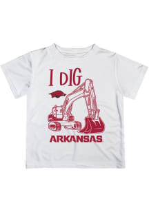Vive La Fete Arkansas Razorbacks Toddler White Excavator Short Sleeve T-Shirt